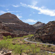 Winding Road Through Desert Canyon Art Print