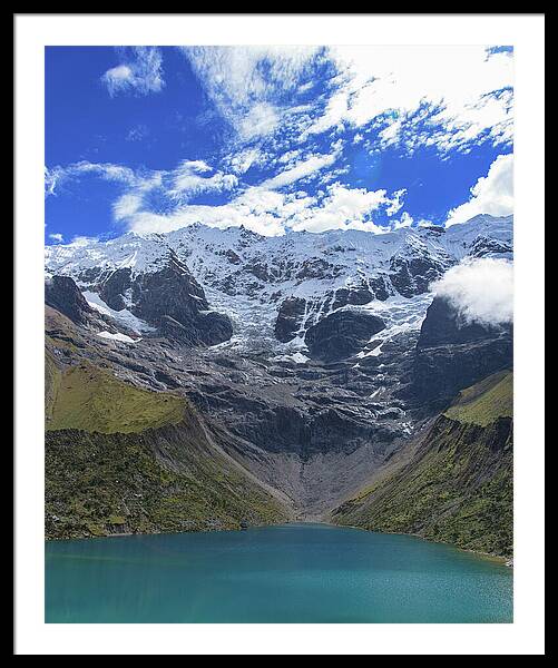 Majestic Mountain Overlooks Humantay Lake Framed Print