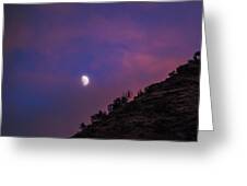 Moonlit Evening Over Silhouetted Hills Greeting Card