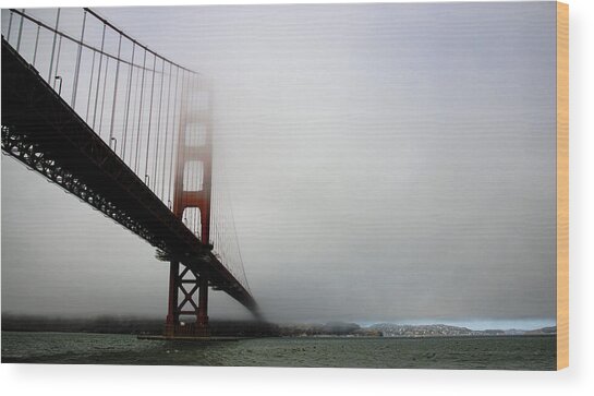 Golden Gate Bridge Disappears Into Misty Fog Wood Print