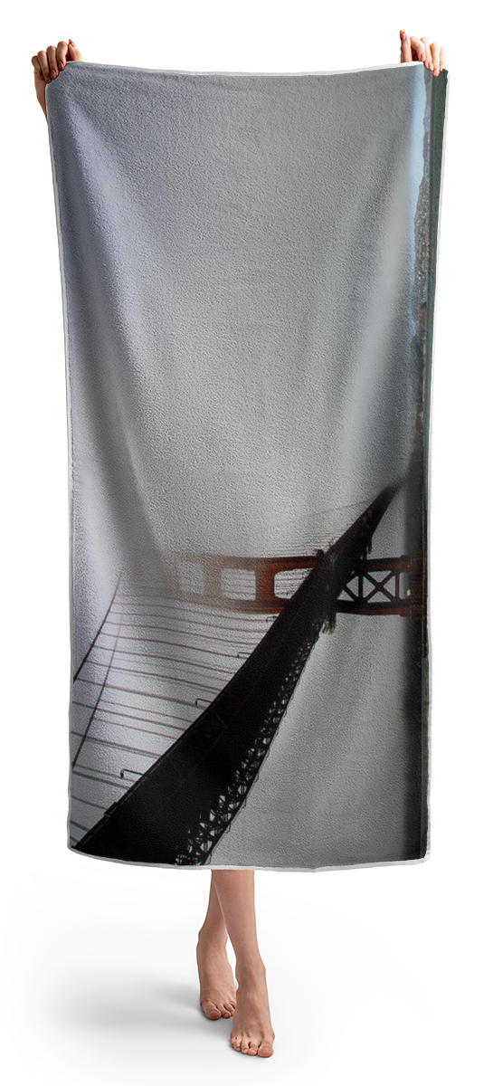 Golden Gate Bridge Disappears Into Misty Fog Beach Towel