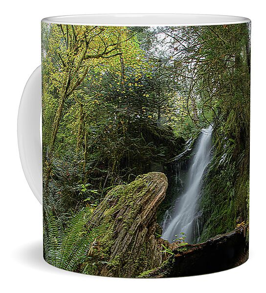 Serene Waterfall in Lush Forest Coffee Mug