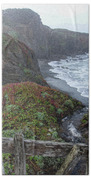 Rocky Coastline With Vibrant Foliage Bath Towel