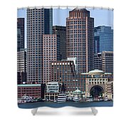 Boston Skyline by the Water Shower Curtain