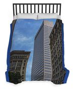 Skyscrapers Against Blue Sky Duvet Cover