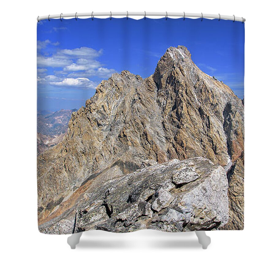 Majestic Mountain Peak Under Clear Skies Shower Curtain
