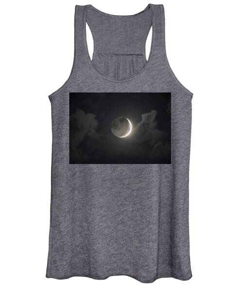 Shimmering Crescent Among Clouds Women's Tank Top