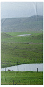 Tranquil Green Hills And Distant Sea Bath Towel