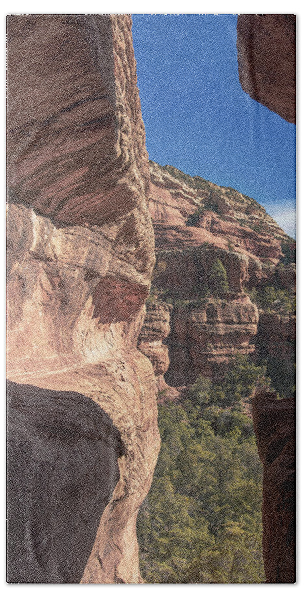 Canyon View Framed By Rocky Cliffs Hand Towel