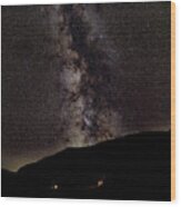Starry Night Over Mountain Landscape Wood Print
