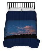 Twilight Over Forested Horizon Duvet Cover