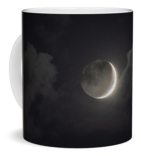Shimmering Crescent Among Clouds Coffee Mug