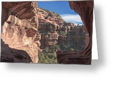 Canyon View Framed By Rocky Cliffs Greeting Card