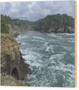 Coastal Bridge Over Rushing Waters Wood Print