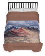 Rainbow Mountain Range Under Cloudy Skies Duvet Cover