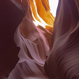 Curves of Sunlit Antelope Canyon Walls by Brandon Wichmann