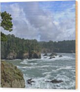 Coastal Serenity With Rugged Cliffs Wood Print