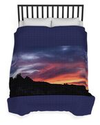 Vivid Twilight over Rocky Silhouette Duvet Cover