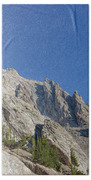 Majestic Mountain Peaks Under Blue Sky Bath Towel