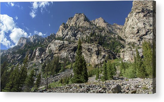 Majestic Mountain Peaks Under Blue Sky In Cascade Canyon Acrylic Print