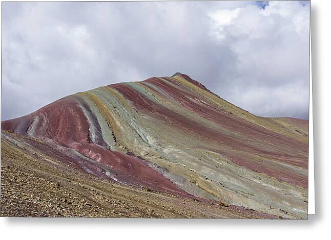 Colorful Mountain Range Under Cloudy Sky Greeting Card
