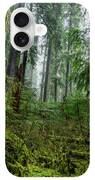 Misty Forest Silhouettes In Olympic National Park iPhone Case