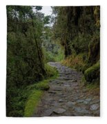 Moss-covered Path Through Lush Forest On The Inca Trail Fleece Blanket