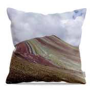 Colorful Mountain Range Under Cloudy Sky Throw Pillow