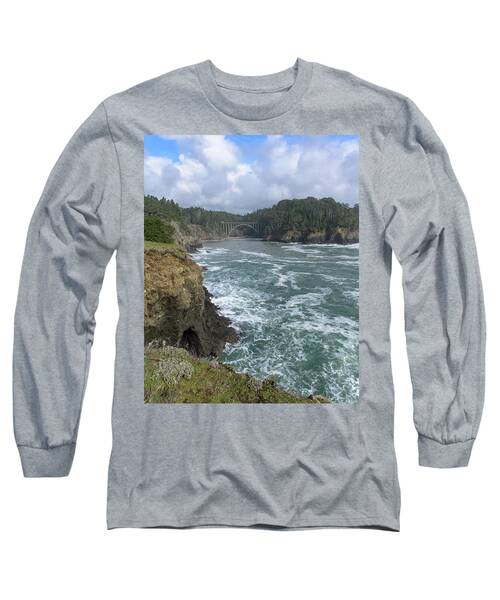 Coastal Bridge Over Rushing Waters Long Sleeve T-Shirt