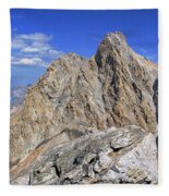 Majestic Mountain Peak Under Clear Skies Fleece Blanket