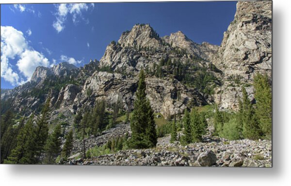 Majestic Mountain Peaks Under Blue Sky In Cascade Canyon Metal Print