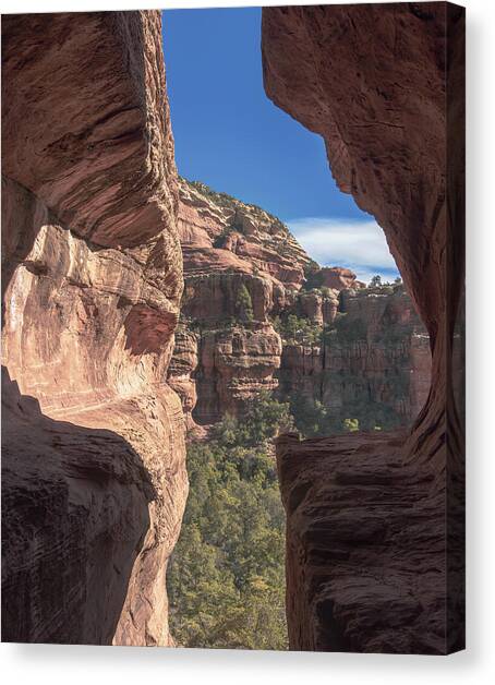 Canyon View Framed by Rocky Cliffs Canvas Art Print by Brandon Wichmann