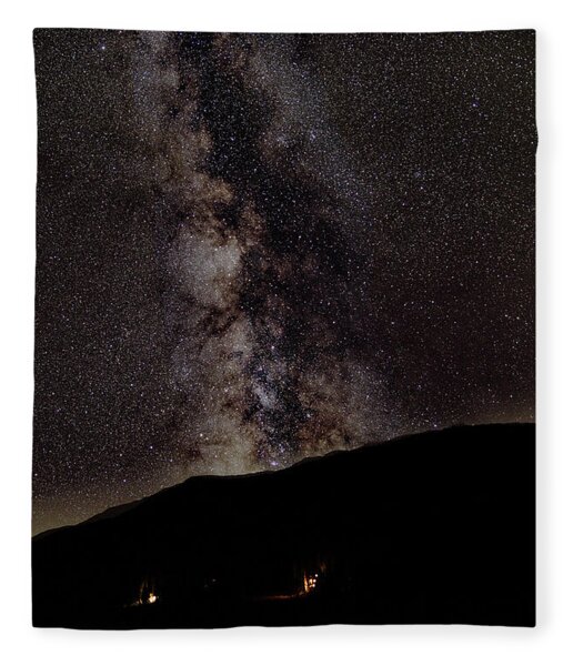 Starry Night Over Mountain Landscape Fleece Blanket