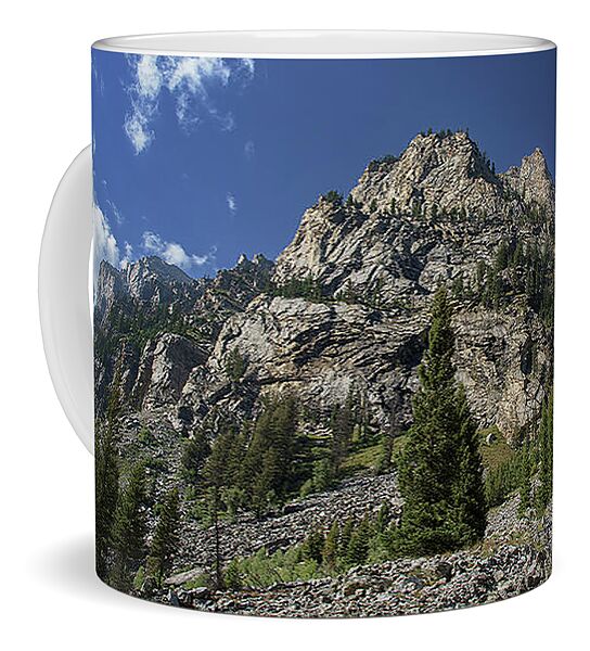 Majestic Mountain Peaks Under Blue Sky In Cascade Canyon Coffee Mug