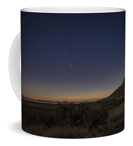 Twilight Comet Over Desert Landscape Coffee Mug