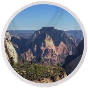 Majestic Mountain Range View Round Beach Towel by Brandon Wichmann