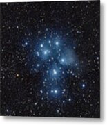 Pleiades Cluster In Cosmic Night Metal Print