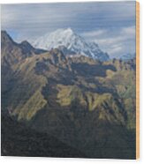 Majestic Andes Mountain Peaks Under Cloudy Sky Wood Print