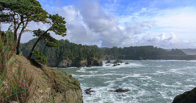 Sky Wall Art featuring the photograph Coastal Serenity With Rugged Cliffs by Brandon Wichmann
