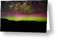 Vibrant Aurora Over Wasatch Mountain Range Greeting Card