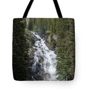 Waterfall Amidst Forest Landscape Tote Bag