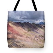 Rainbow Mountain Range Under Cloudy Skies Tote Bag