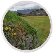 Saqsaywaman In Cusco Peru Round Beach Towel