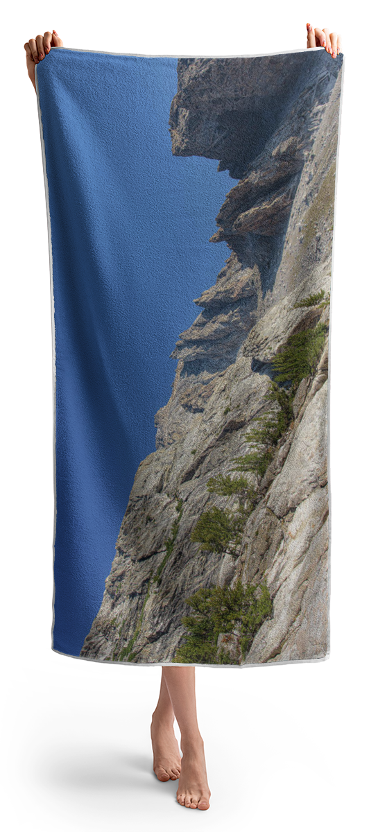 Majestic Mountain Peaks Under Blue Sky Beach Towel