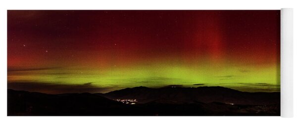 Northern Lights Over Mountain Range Yoga Mat