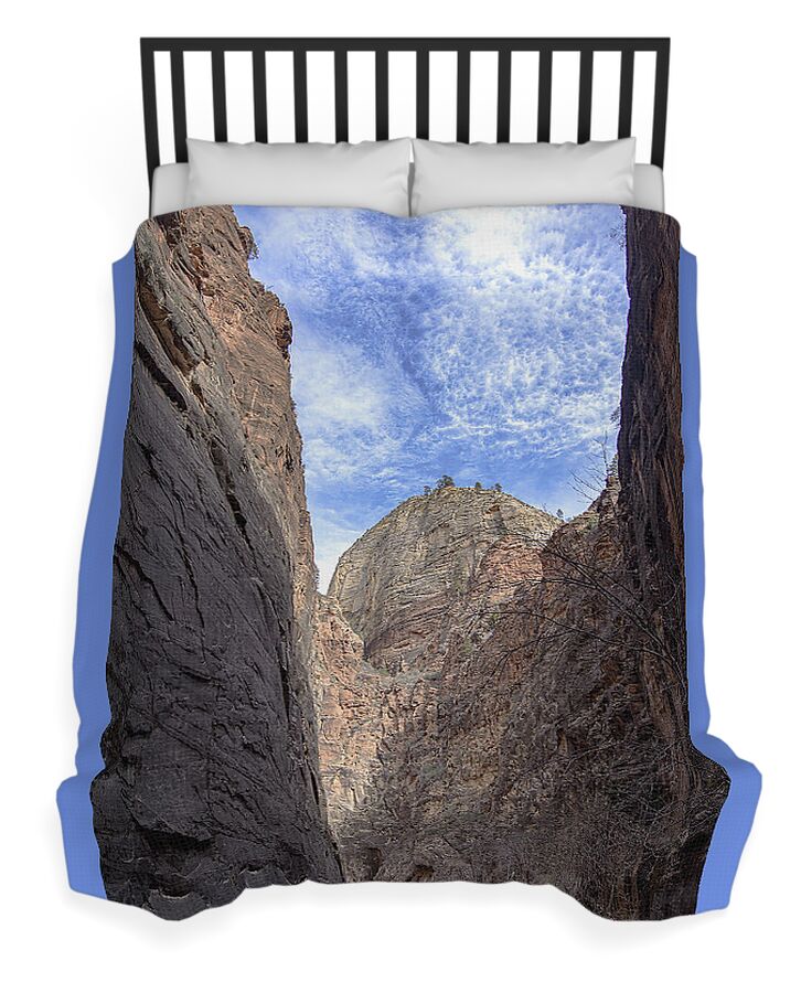 Towering Canyon Cliffs And Blue Sky Duvet Cover